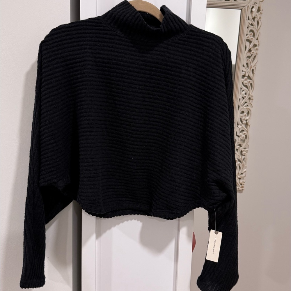 Pilcro Black Ribbed Turtleneck Sweater